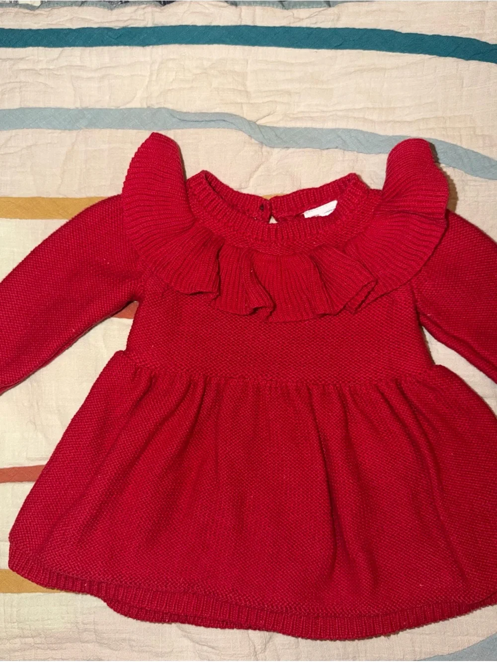 Carter’s Red Ruffle Collar Knit Baby Dress